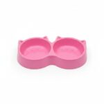 Double cat face food bowl front view for cats