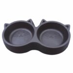 Cat shape plastic bowl for pets on white background