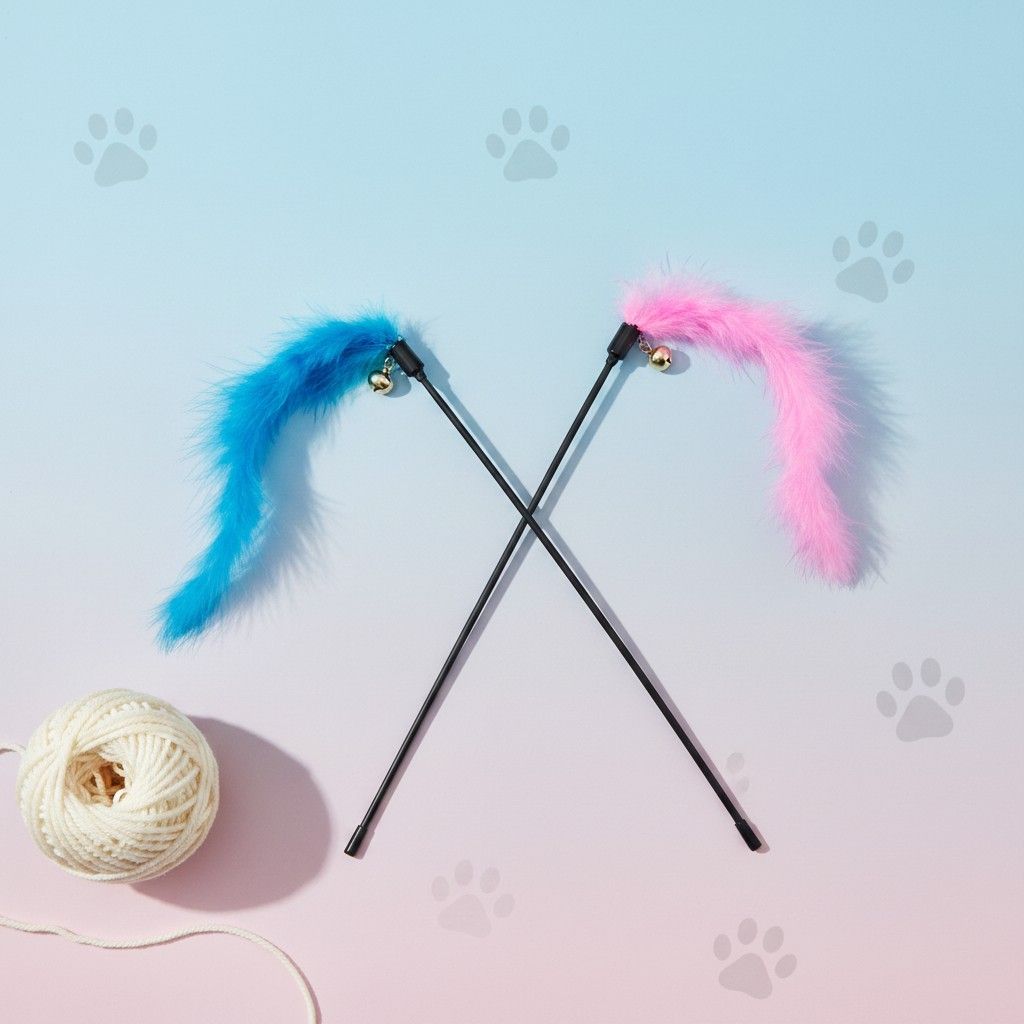 Cat Stick with Bell Interactive Toy Teaser Stick for Fun & Active Play