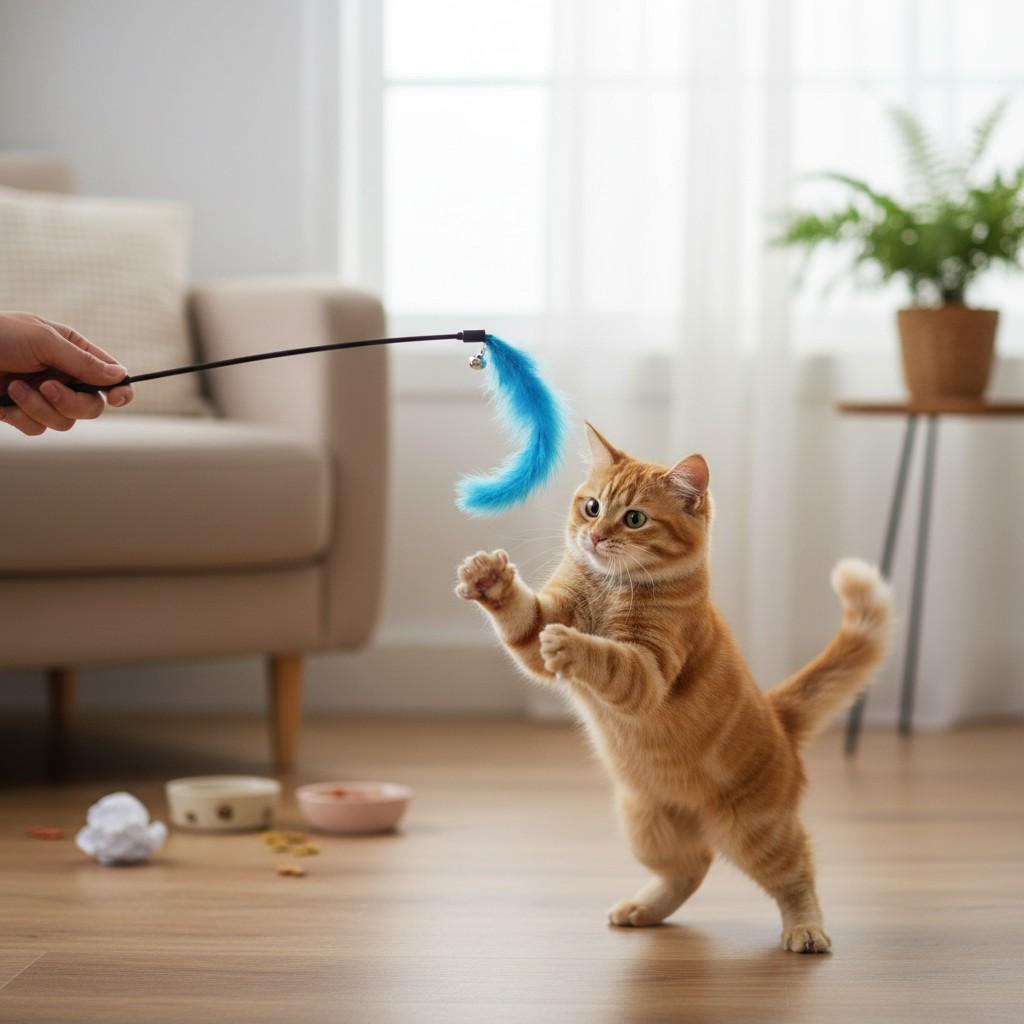 Cat Stick with Bell Interactive Toy Teaser Stick for Fun & Active Play