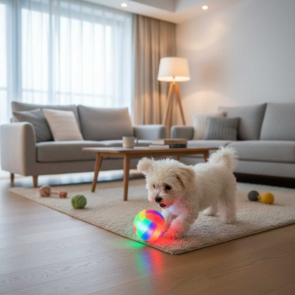 Dogs Squeaky LED Flash Ball Toy for Fun Play