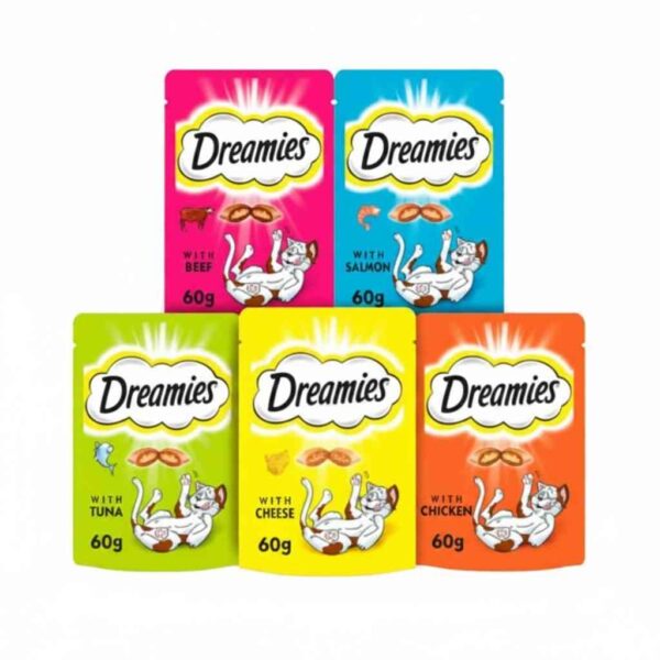 Angled view of Dreamies Cat Treats 60g pack
