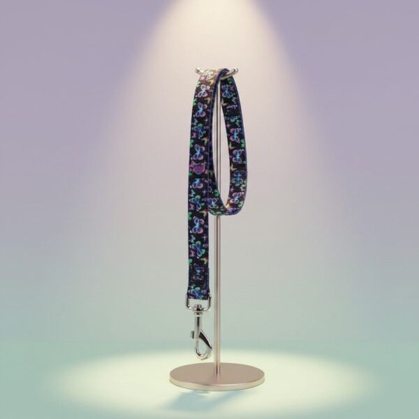 Elegant side view of fancy puppy leash