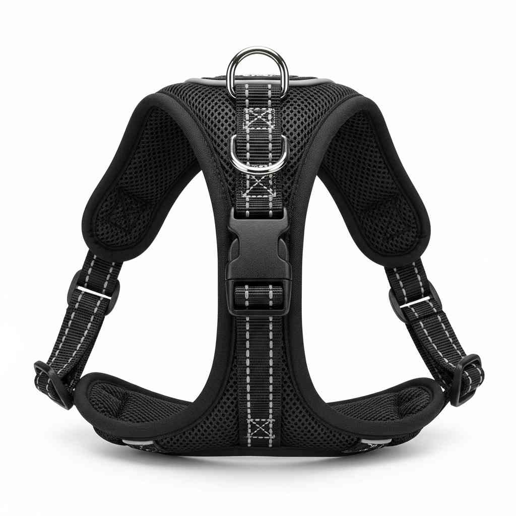 Full body dog harness shown in front view on white background