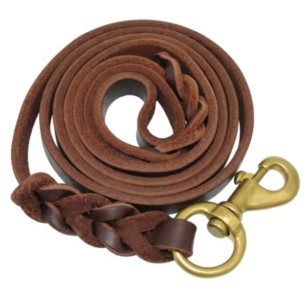 GSD leather leash shown in front view on white background