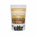Front view of Little Paws Chicken Jerky dog treats packaging