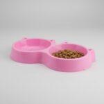 Side view of double cat food bowl