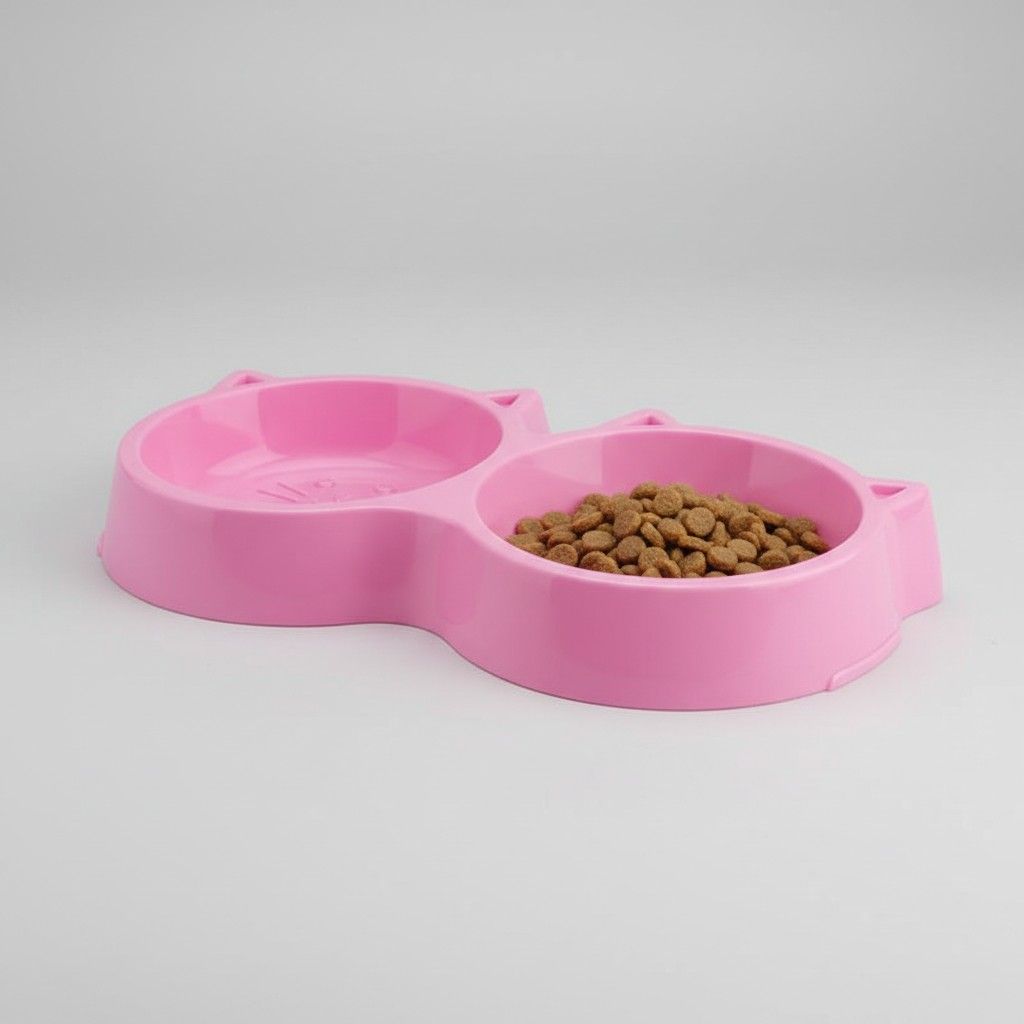 Side view of double cat food bowl