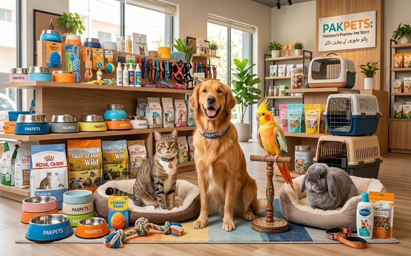Best pet products in Pakistan including pet food, toys, grooming items, cages, and accessories for dogs, cats, birds, and rabbits.