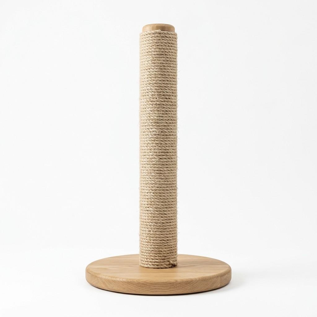 Professional front view of a single pole cat scratching post designed for claw care and indoor cat activity.