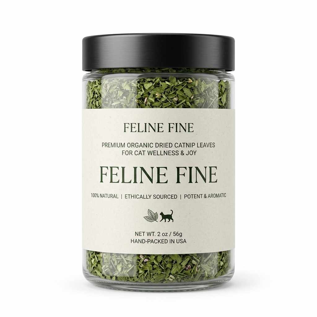 Front view of catnip container for cats on white background
