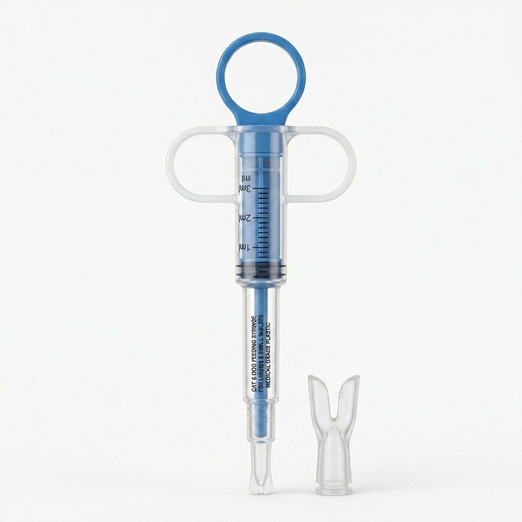 ront view of pet feeding syringe on white background