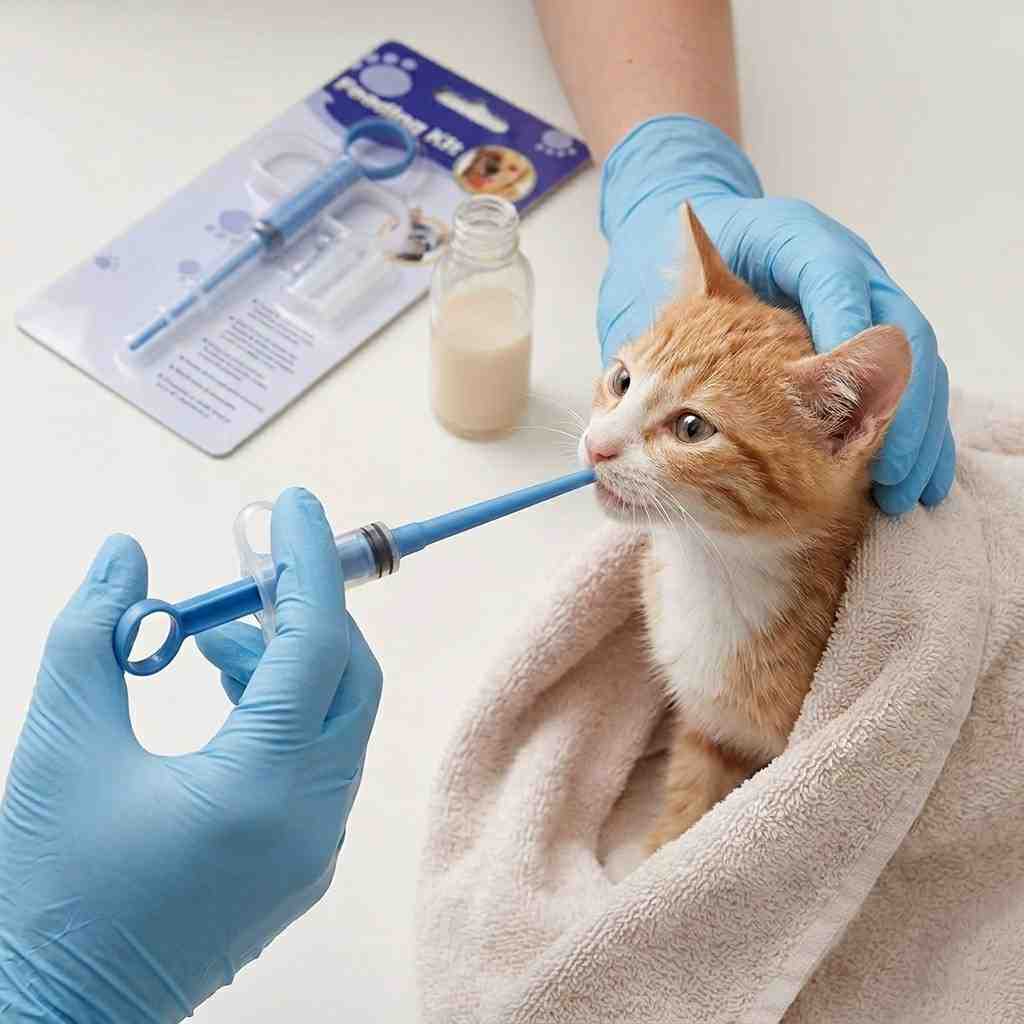 ront view of pet feeding syringe on white background