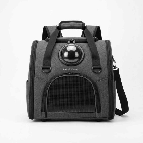 Pet travelling bag shown in front view on white background