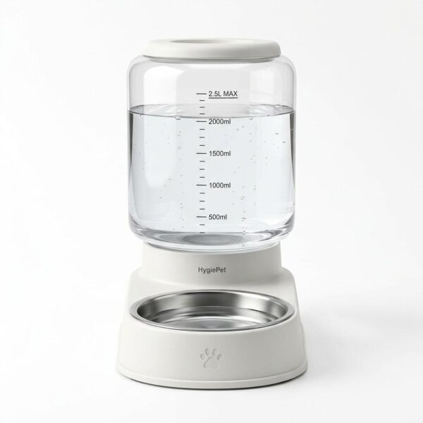 Front view of automatic pet water dispenser on white background