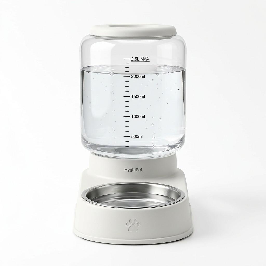 Front view of automatic pet water dispenser on white background