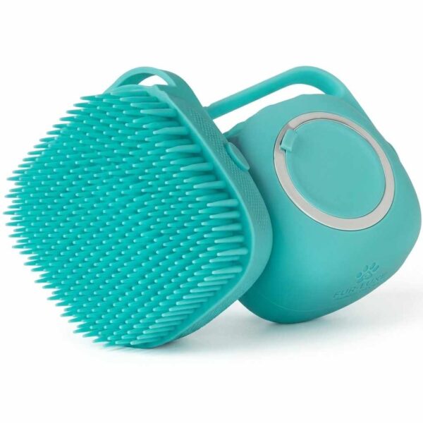 Pet bath brush with silicone bristles for dogs and cats