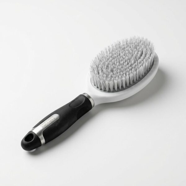 Pet grooming brush with soft bristles for dogs and cats