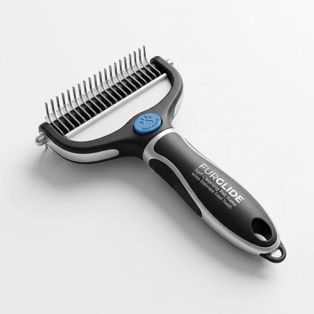 Self-cleaning rake comb for dogs and cats grooming