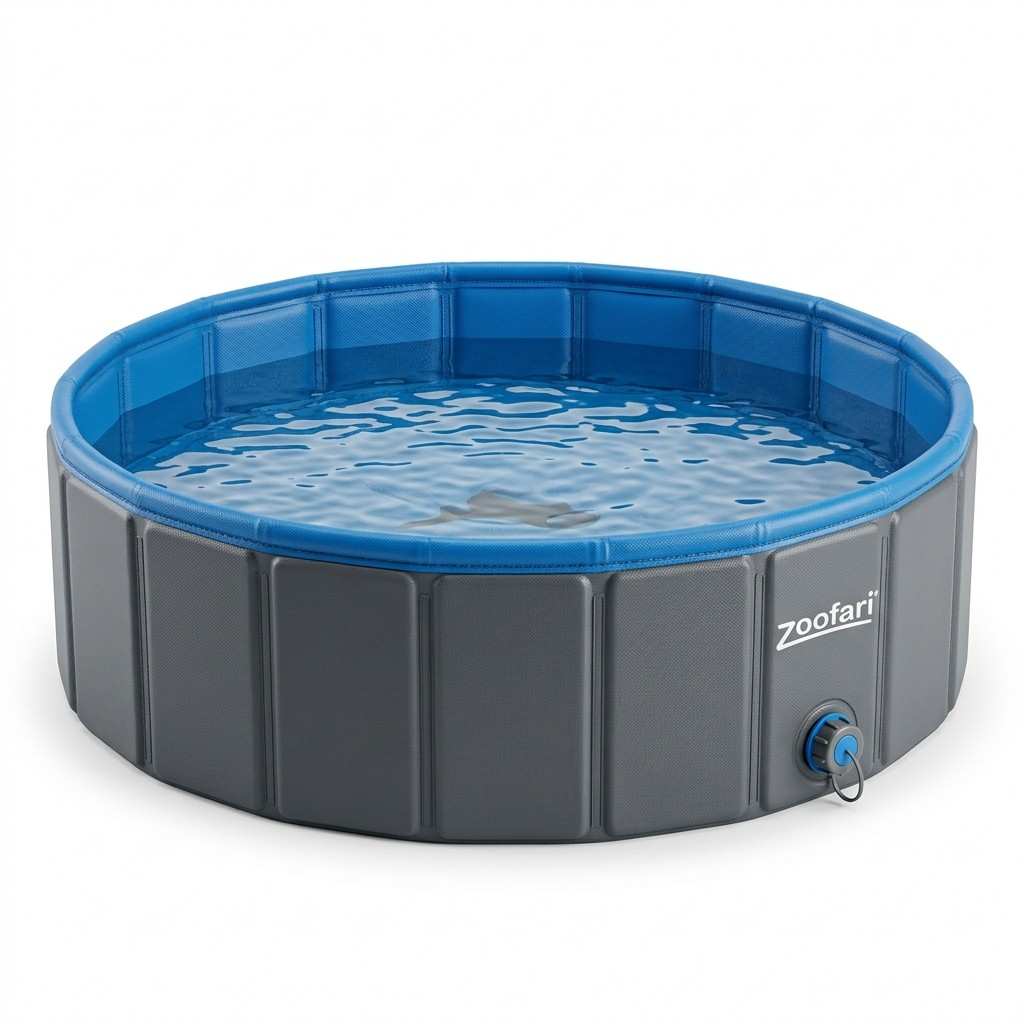 Front view of Zoofari foldable pet pool on white background