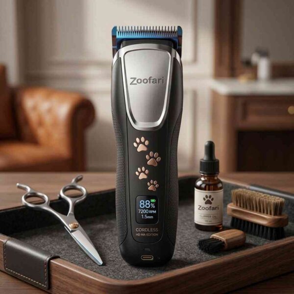 Front view of Zoofari cordless pet grooming trimmer for cats and dogs