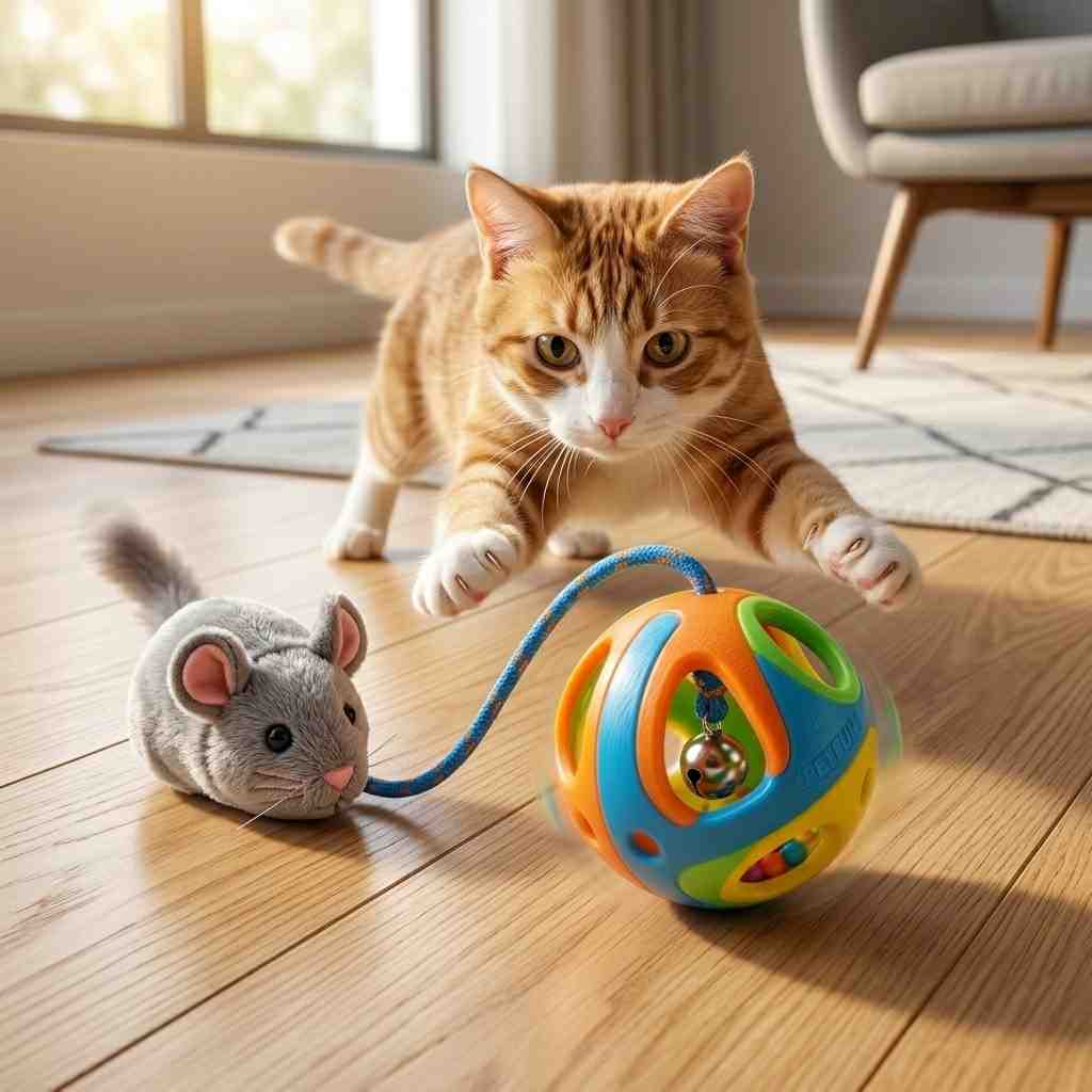 Ball with Mouse Interactive Rolling Mouse Toy for Cats
