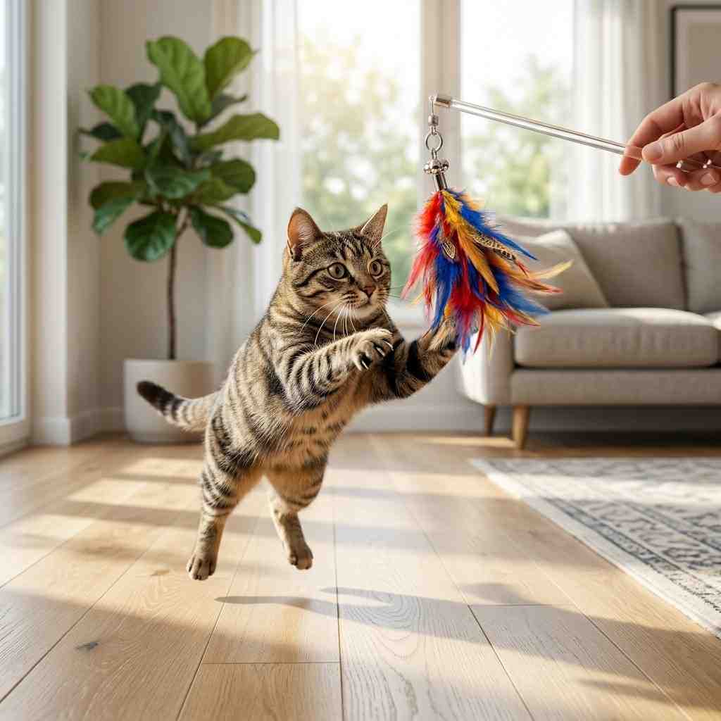 cat toy with feather