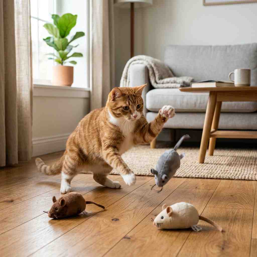 Pack of Three Mouse Toys Interactive Cat Play Set for Active Fun