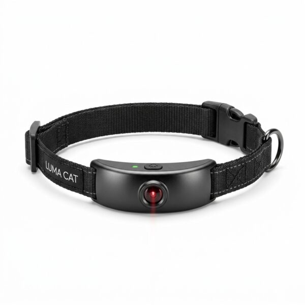 Front view of cat laser collar clearly showing its design and structure