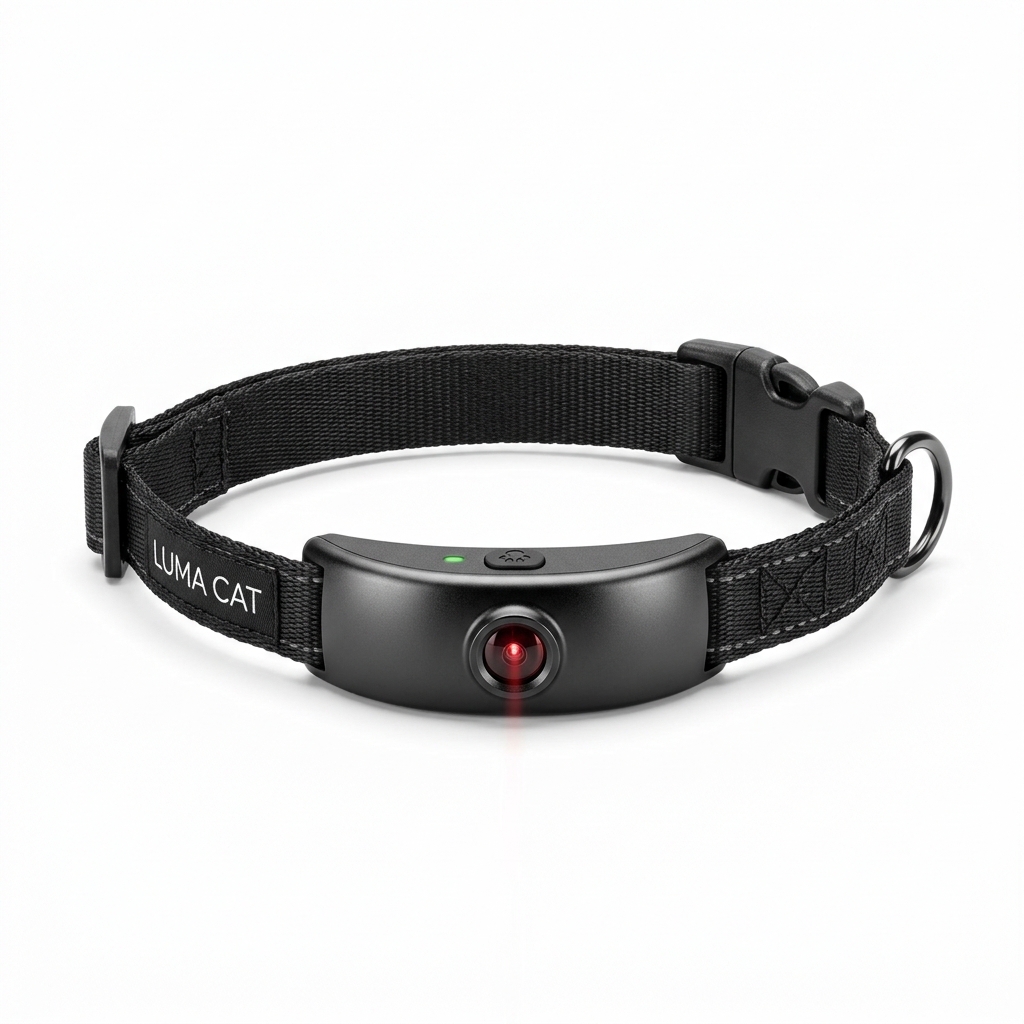 Front view of cat laser collar clearly showing its design and structure