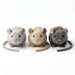 Front view of pack of three mouse cat toys on white background