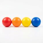 Pack of 4 colorful balls front view on white background