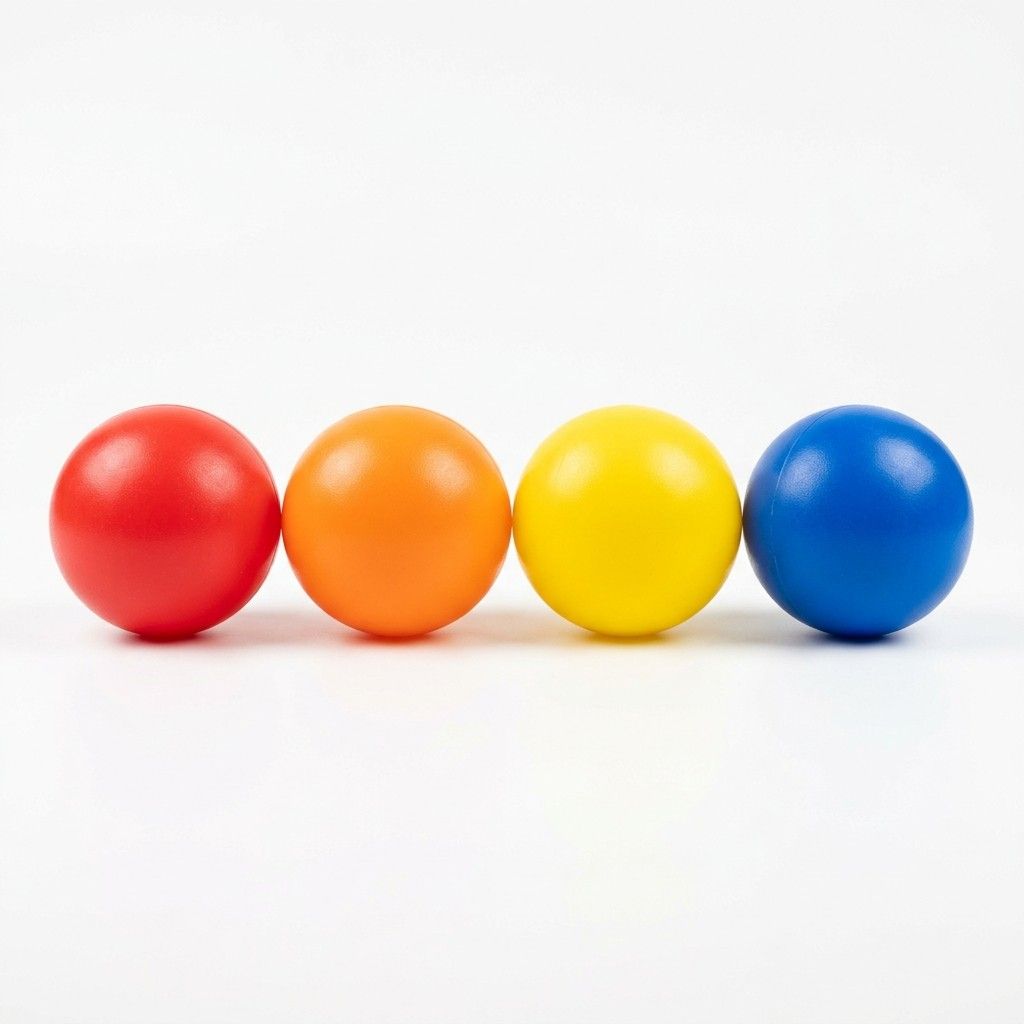 Pack of 4 colorful balls front view on white background