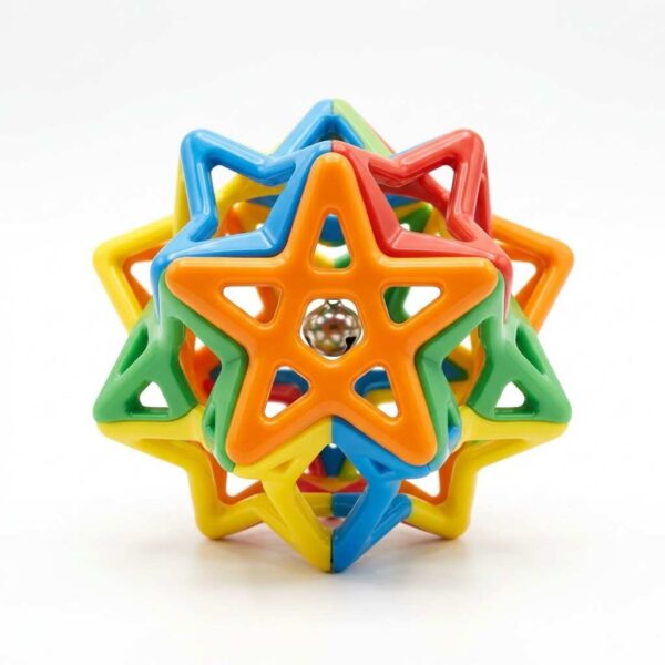 Front view of star ball cat toy on white background