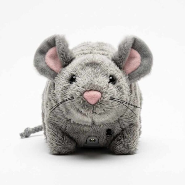 Front view of vibrating mouse toy for cats on white background