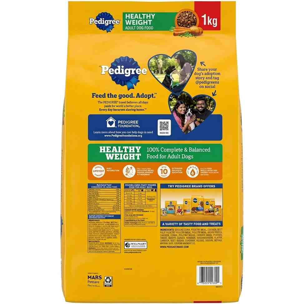 Pedigree Healthy Weight Dog Food back view