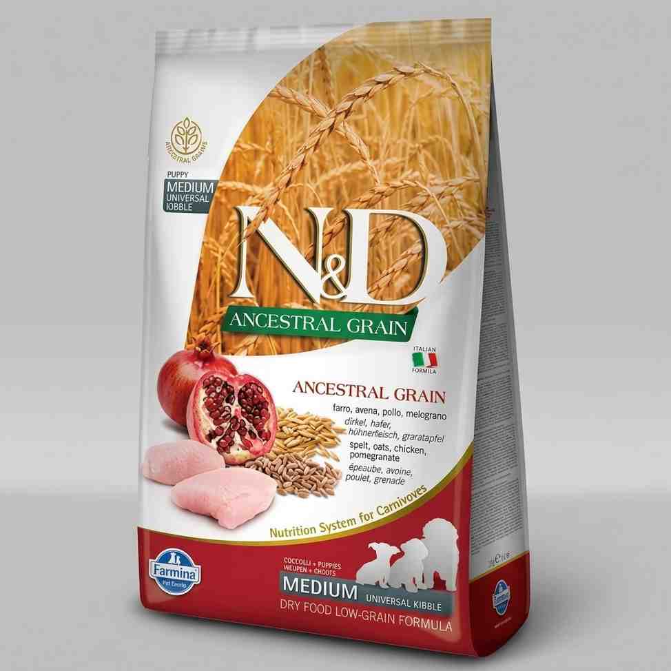 Farmina N&D Low Grain Puppy Canine Chicken and Pomegranate 12 KG front packaging