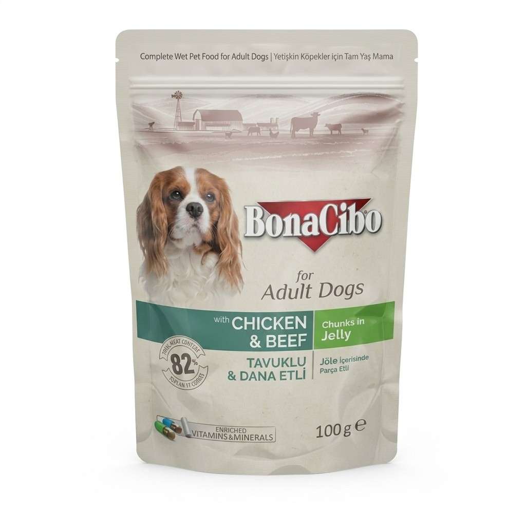 Bonacibo Adult Dog Pouch Chicken and Beef 100G