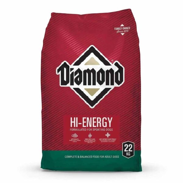 Diamond Hi-Energy Dog Food 22 KG front packaging