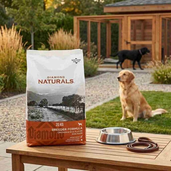 Diamond Naturals Breeder Formula Dog Food with healthy adult dogs