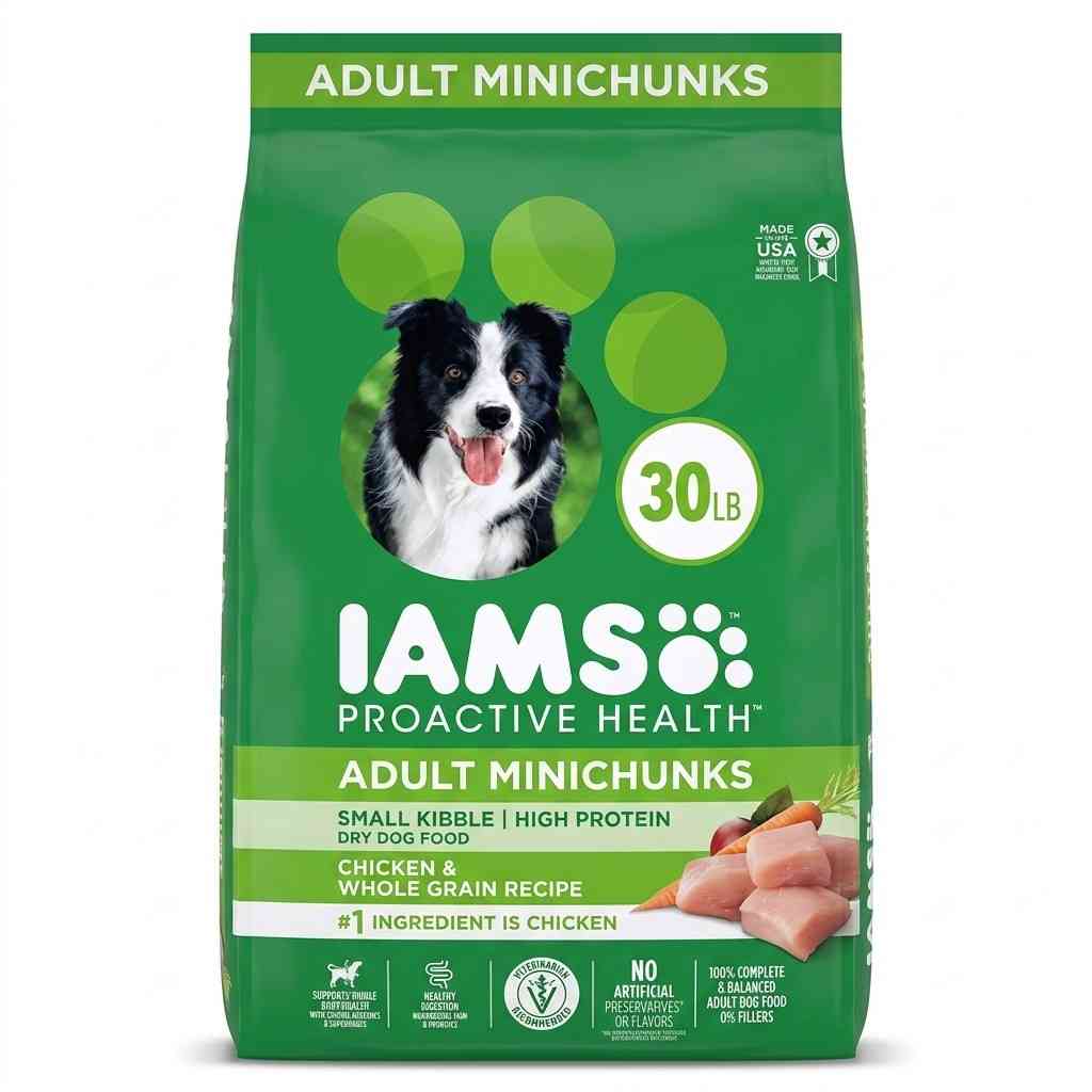 IAMS Adult Minichunks Small Kibble Dry Dog Food front packaging