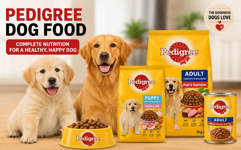 Pedigree dog food with puppy and adult dog food options