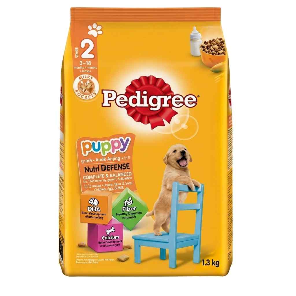 Pedigree Puppy Chicken Egg and Milk Dog Food 1.3 KG front packaging