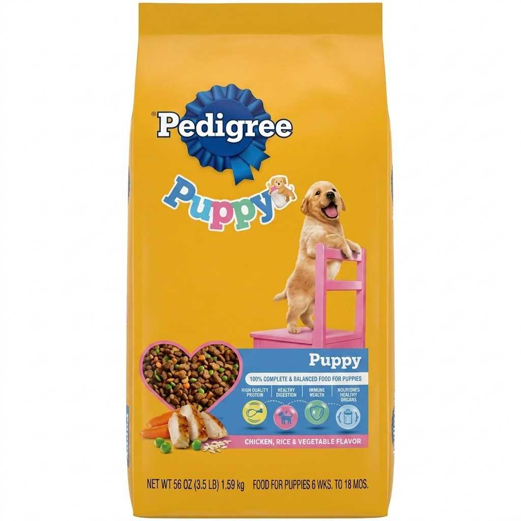 Pedigree Puppy Chicken Rice Vegetable Dry Dog Food 1.5kg front packaging