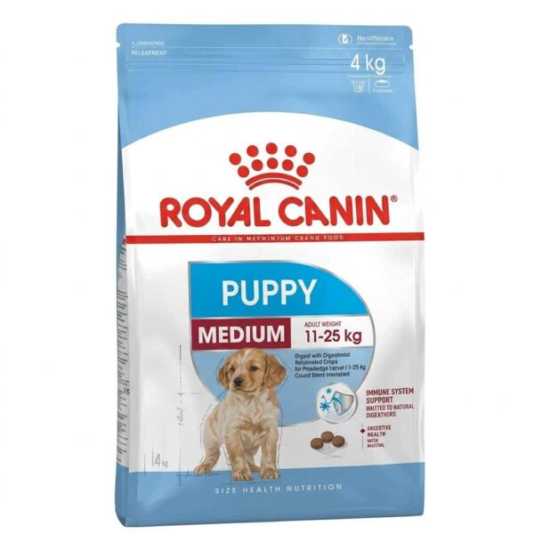 Royal Canin Medium Puppy Food 4kg front packaging